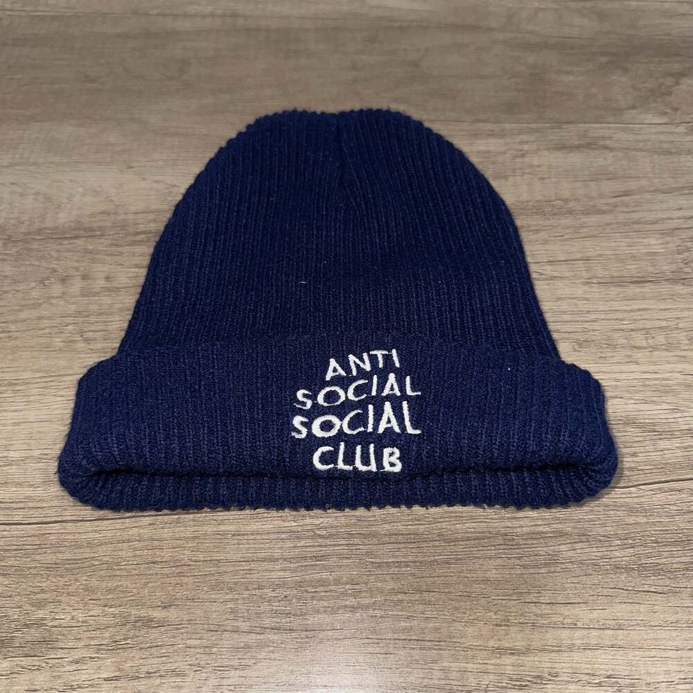 Anti Social Social Club Navy Blue Embroidered Logo Beanie